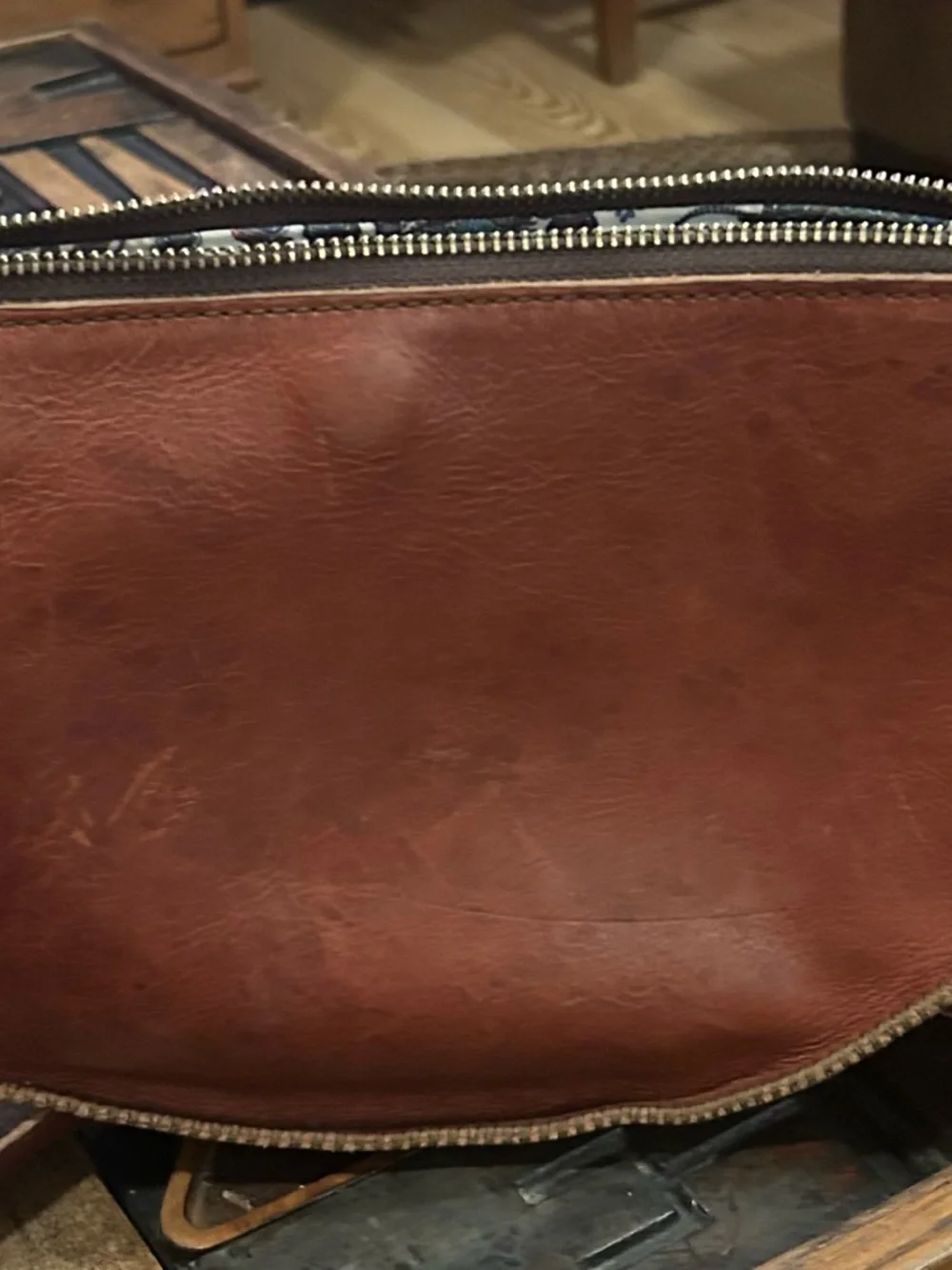 Cognac Leather Crescent Crossbody - Queen Bee - Picture 5 of 6